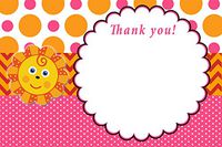 30 Blank Thank You Cards Sunshine Baby Shower Sprinkle Girl Birthday Party Orange Sun Yellow Pink + 30 White Envelopes