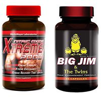 Big Jim and Twins Natural Male Enhancement Nitric Oxide Xtreme 2000 L-Arginine Improve Strength Recovery Time and Performance
