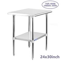 Stainless Steel Table for Prep & Work 24 x 30 Inches, NSF Commercial Heavy Duty Table with Undershelf and Galvanized Legs for Restaurant, Home and Kitchen