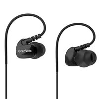 Granvela GV1 Water-Proof Sports Earphones with Mic, Memory Wire Earhook and Clip - Black