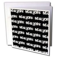 3dRose New York text design - white words on black - NY city souvenir cool urban graffiti - Greeting Cards, 6 x 6 inches, set of 12 (gc_157615_2)