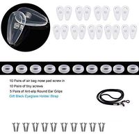 Soft Silicone 14mm Air Chamber Eyeglass Nose Pads, Eyeglass Nose Pads, Eyeglass Repair Kits Glasses Screws Anti-Slip Ear Grip and Free Eyeglass Holder Strap in Air Bag Glass Nose Pads