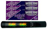 Herb Airtight Tube Pocket Protector with Juicy Jay's BlackBerry Brandy 1.25 Flavored Hemp Rolling Papers 3 Count DC Crafts Nation- Rasta Skull