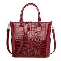 Ladies Alligator Leather Handbags, 2020 New Large Capacity Shoulder Bag Shopping Work Travel Party Messenger Bags for Phone, Makeup, Wallet, Lipstick, Tablet Storage Top-Handle Bags (Wine)