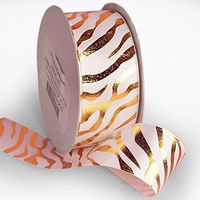 1 1/2" X 10 Yards Gold/White Metallic Zebra Print Ribbon