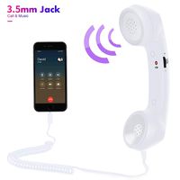 Retro Handset, Retro Phone Handset for Cell Phone, Telephone Handset Anti Radiation Noise Reduction Receivers 3.5MM for iPhone/iPad/Mobile Phones/Computer(White)