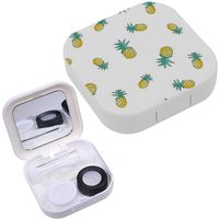 Portable Contact Lens Case Box Travel Kit Mirror + Bottle + Tweezers Container Holder [ Ananas Pineapple Fruit ]