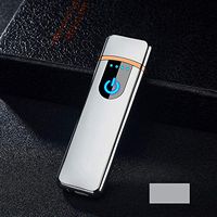USB Charge Electronic Lighter Windproof Thin Male Personality Women Electric Heating Cigarette Lighter Gift Box packag Lighter (Silver)
