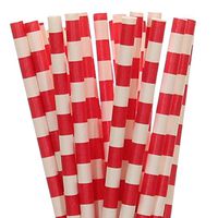 Red Horizontal Striped Paper Straws (25)