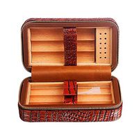 Smoking Set/Cigar Box - Can Accommodate 6 Cigars with Hygrometer Cedar Wood Lining Leather Surface Travel Portable Cigarette Box Thickening Sealed Leather Box Men's Gift Box Mute