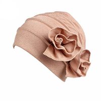 YJYdada Women Solid Muslim Hat Stretch Retro Turban Hat Head Wrap Cap (Khaki)