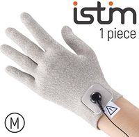 iStim Conductive Glove Package (Including Electrode Pads) for electrotherapy, Massage - Compatible with TENS/EMS Machine Units - Silver Thread (M - 1 Piece)