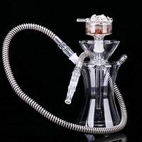 Fully Transparent Glass Water Pipe, Single Hose Hookah Set Complete Easy to Clean Portable Hookah