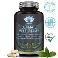 EssentialEarth Nutrition Multivitamin for Men - Natural Daily Mens Multivitamin A B C D E, Minerals, Antioxidants, Herbs - Supports Energy, Immune, Prostate, Heart, GMO & Gluten free mens90cap