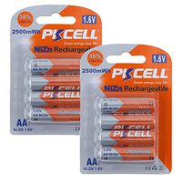 AA 2500mWh 1.6V NiZn Rechargeable Batteries 8 Pcs