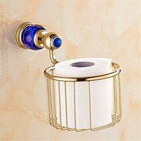 LAONA The European golden blue diamond crystal copper base bathroom accessories set toilet brush toilet paper holder,Towel basket