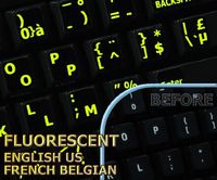 Glowing Fluorescent French Blegian - English Keyboard Sticker