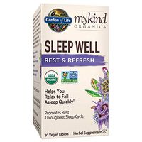 Garden of Life mykind Organics Sleep Well Rest & Refresh 30 Tablets, Lemon Balm, Green Tea Extract L-Theanine, Valerian Root, Chamomile, Probiotics-Organic Non-GMO Vegan Gluten Free Herbal Supplement