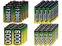 24 AA (2900 mAh)+ 24 AAA (1200 mAh) + 8 C (6000 mAh) + 8 D (12000 mAh) NiMH AccuPower Batteries