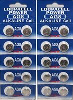 LOOPACELL 20 AG8 / LR55 / LR1120 Alkaline Button Cells, 1.5V, 10 Pieces per Card