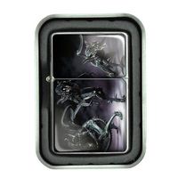 Windproof Refillable Oil Lighter with Tin Gift Box Alien Design-008