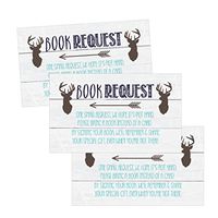 25 Deer Books for Baby Request Insert Card for Blue Boy Buck Woodland Baby Shower Invitation or Invite, Cute Bring A Book Instead of A Card Theme for Gender Reveal Party Story Game Business Card Size