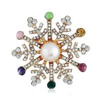 Christmas Deer Bell Santa Hat Snow Enamel Brooch Pin Xmas Party Jewelry Brooches Popular Fashion Beauty Girls Girl Cheap Style | Main Colour - Snowflake