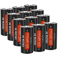 Girapow CR123A 3V 1600mAh Lithium Non-Rechargeable Battery for Flashlight, Smoke Detector, Door Sensor, 12-Count