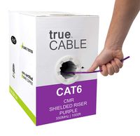 Cat6 Shielded Riser (CMR), 1000ft, Purple, 23AWG Solid Bare Copper, 550MHz, ETL Listed, Overall Foil Shield (FTP), Bulk Ethernet Cable, trueCABLE