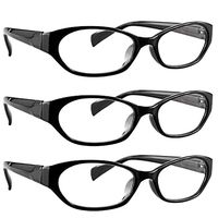 Reading Glasses 3 Pack Black Always Have a Stylish Look & Crystal Clear Vision When You Need It! Comfort Spring Arms & Dura-Tight Screws 100% Guarantee +2.50