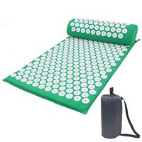 Acupressure Mat Pillow Set Back Neck Pain Relief Stress Migraine Sciatic Pain Relief Device Back Massager with a Bag for Storage Travel (Green)