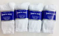 12 Pairs of Mens White Diabetic Crew Socks 10-13 Size