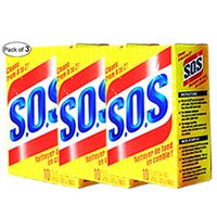 SOS Steel Wool Pads (10 Pads In 1 Pack) (Pack of 3)