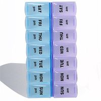 7 Days Pill Case,HomDSim Medicine Storage Tablet Pill Box with Clip Lids Medicine Organizer Pill Case Splitters Storage Dispenser Weekly,Blue&Purple