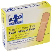 Pac-Kit by First Aid Only 1-100 Plastic Adhesive Bandage Strip, 3" Length x 3/4" Width (Box of 100)