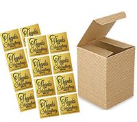 12pk 3 x 3 x 4" Kraft Brown Gift Candy & Party Favor Boxes with Thank You for Celebrating with Us Stickers