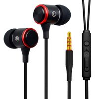 KAKOM Wired 3.5mm Headphones, Volume Control in-Ear Earbuds Noise Isolating Headsets Heavy Bass Earphones with Microphone Compatible iPhone Samsung iPad and Most Android Phones