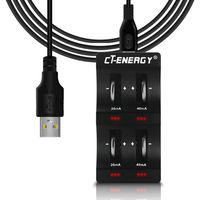 CT ENERGY USB Coin Button Cell Battery Charger LIR 2032(LR2032)/2025/2450/2016/1620/1632/1220 USB Charger for Rechargeable Batteries 4PCS LIR2032 Included Replacing CR2032