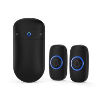 Wireless Doorbell, SECRUI Waterproof Doorbell Operating at 1000 Feet with 52 Chimes, 5 Volume Levels & LED Indicator for Home/Office/Store (2 Push Buttons and 1 Receiver) - Black