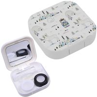 Portable Contact Lens Case Box Travel Kit Mirror + Bottle + Tweezers Container Holder [ Magic Arctic Decorative ]