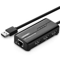 UGREEN RJ45 Ethernet Adapter with USB 2.0 Hub USB Network Adapter 10/100Mbps for Nintendo Switch, Wii, Windows Surface Pro, MacBook Air/Retina, Chromebook, and More PC
