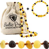 Baltic Amber Necklace and Bracelet Anklet Gift Set (Unisex Multi Raw) Alternative Pain Relief – Certified Premium Quality Raw Baltic Sea Amber