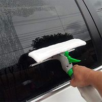 Alisy 3 in 1 Spray Glass Brush - Car Window Cleaner Spray Bottle Wash Wiper Squeegee Microfibre Cloth Pad Kit (White)