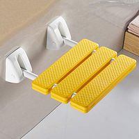 LifeX Safety Non-Slip Bathroom Fold Stool Elderly Bath Foldable Chair Wall Mounted Folding Chair Zinc Alloy Bath Shower Fold Up Seat Hall Change Shoe Bench (Color : Yellow)