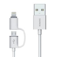 ROMOSS 2-in-1 iPhone and Android Charging Cable, Durable USB Data Sync and Charging Cable Cord for iPhone 8/8 Plus/X/7/7 Plus/SE/6/6 Plus/6S/6S Plus/5/5C/5S,iPad, Samsung and Android (3.3 FT, Grey)