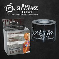 Black - Athletic Sportz Tape™ Pro Extreme Therapeutic Elastic Kinesiology Sports Tape, 20 Pre Cut 10 inch Strips, 100% Synthetic Water Resistant Breathable