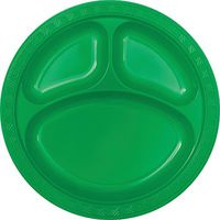 10" Green Plastic Compartment Plates, 6ct