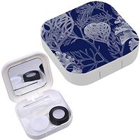 Portable Contact Lens Case Box Travel Kit Mirror + Bottle + Tweezers Container Holder [ Seabed Skull Exotic Fish ]