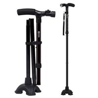 Dliso1 Walking Cane, Self Standing Folding Walking Cane Lightweight Walking Stick with LED Light and Cushion Handle Adjustable Folding Cane for Men and Women