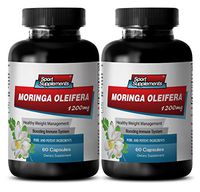 Moringa Oleifera Leaf Extract Supplement - Natural Energy Enhancement and Appetite Suppressant (2 Bottles 120 Capsules)